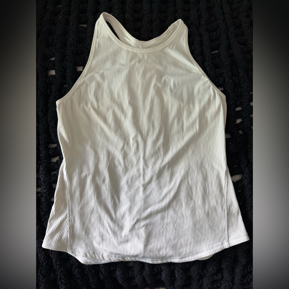 Lululemon Athletica White Ribbed Tank Top
